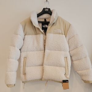 The North Face Cream and Tan Sherpa Jacket